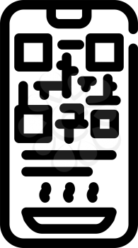 qr code to receive food in canteen line icon vector. qr code to receive food in canteen sign. isolated contour symbol black illustration