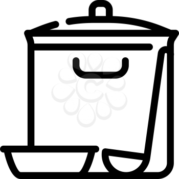 soup pan canteen kitchen utensil line icon vector. soup pan canteen kitchen utensil sign. isolated contour symbol black illustration