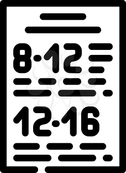 schedule of canteen work line icon vector. schedule of canteen work sign. isolated contour symbol black illustration