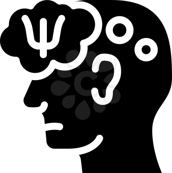 patient thinking about doctor help glyph icon vector. patient thinking about doctor help sign. isolated contour symbol black illustration