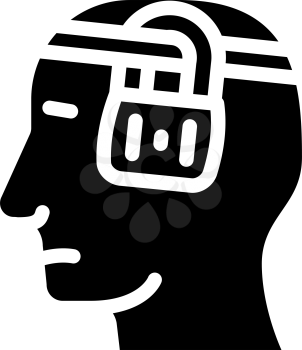 buried thoughts neurosis glyph icon vector. buried thoughts neurosis sign. isolated contour symbol black illustration