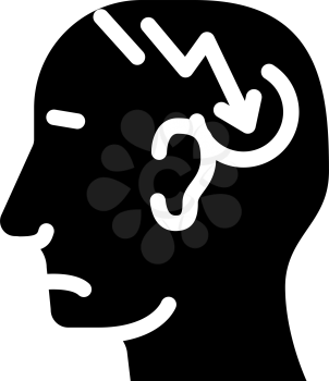 lightning neurosis or headache pain glyph icon vector. lightning neurosis or headache pain sign. isolated contour symbol black illustration