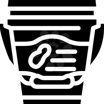 bucket with peanut butter glyph icon vector. bucket with peanut butter sign. isolated contour symbol black illustration