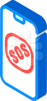 sos button on smartphone screen when neurosis isometric icon vector. sos button on smartphone screen when neurosis sign. isolated symbol illustration