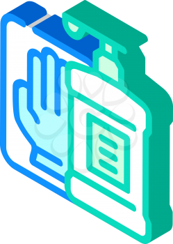 antiseptic and gloves in canteen isometric icon vector. antiseptic and gloves in canteen sign. isolated symbol illustration