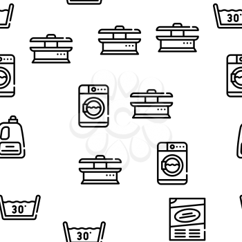 Laundry Service Tool Vector Seamless Pattern Thin Line Illustration