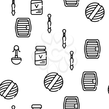 Cat Market Accessory Vector Seamless Pattern Thin Line Illustration