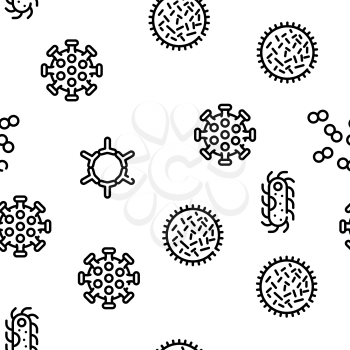 Pathogen Virus Disease Vector Seamless Pattern Thin Line Illustration