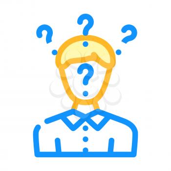 searching answers male color icon vector. searching answers male sign. isolated symbol illustration
