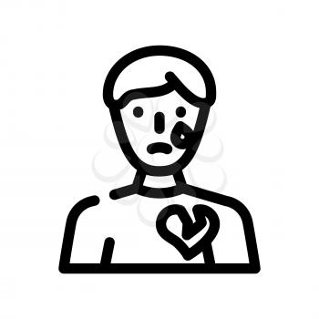 broken heart male line icon vector. broken heart male sign. isolated contour symbol black illustration