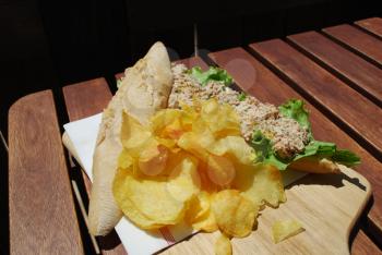 Royalty Free Photo of a Sandwich and Chips