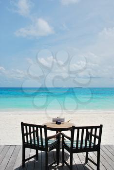 Royalty Free Photo of a Tropical Beach Bar in the Maldivian Island
