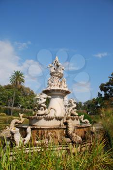 Royalty Free Photo of an Antique Fountain in Ajuda Garden, Portugal