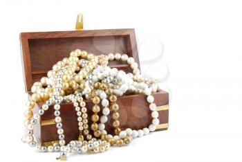 Royalty Free Photo of a Jewelry Box and Pearl Necklaces