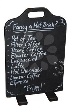 Royalty Free Photo of a Menu Board With Hot Drinks 