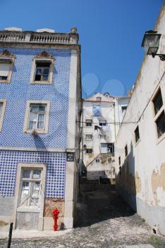 Royalty Free Photo of an Abandoned Street at Alfama District in Lisbon, Portugal