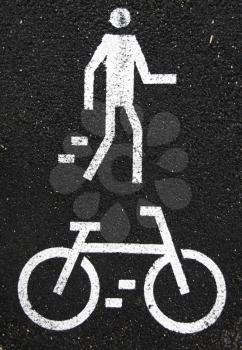 Royalty Free Photo of a Pedestrian and Bicycle Road Sign