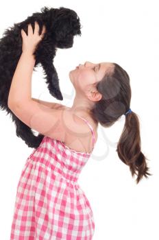 Royalty Free Photo of a Girl Holding Her Dog