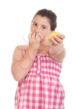 Royalty Free Photo of a Little Girl Eating Chips