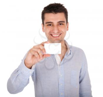 Royalty Free Photo of a Man Holding a Card