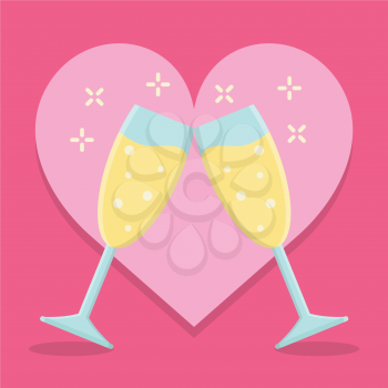 Royalty-free Clipart with a Heart and Champagne Glasses