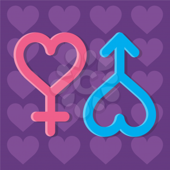 Royalty-free Clipart with Heart Symbols for Male and Female