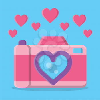 Royalty-free Clipart of a Camera with a Hearts