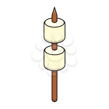 Royalty-free Clipart image of marshmallows on a stick
