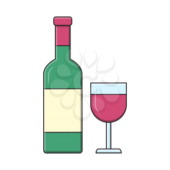 Royalty-free Clipart Image of a Wine Bottle and Glass