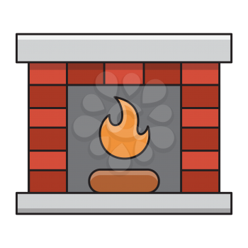 Royalty-Free Clipart Image Part of a Winter Set - Fireplace