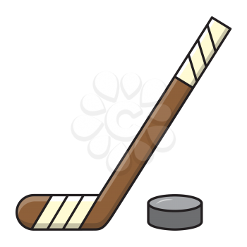 Royalty-Free Clipart Image Part of a Winter Set - Hockey Stick and Puck