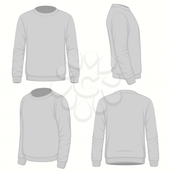 Front, back and side views of blank hoodie sweatshirt. Isolated on white. Vector fashion design.