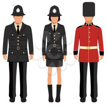 british policeman and sheriff uniform, vector police officers people, profession vector illustration 