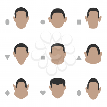 character face vector shapes, cartoon head icon