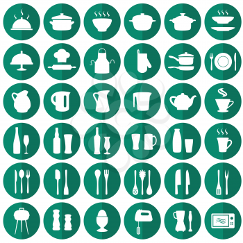  vector cooking kitchen icons, set cook tools
