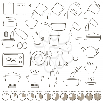 vector set icons cooking manual instructions
