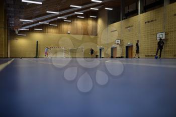 Soccer field indoors in a school