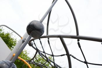 Closeup of kids playground equipment on a cloudy day