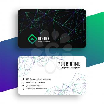 abstract network lines low poly business card template