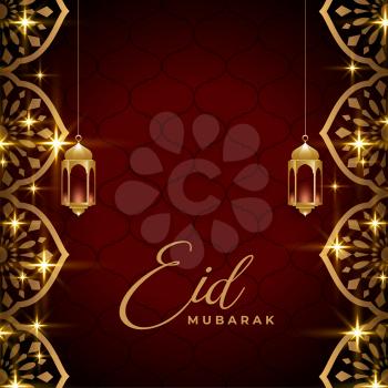 eid mubarak golden sparkling background design