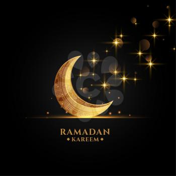 beautiful golden eid moon ramadan kareem background