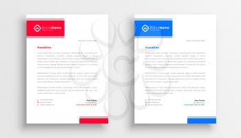 blue and red letterhead template design