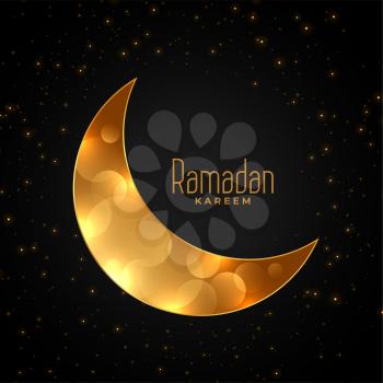 crescent eid golden moon ramadan kareem background
