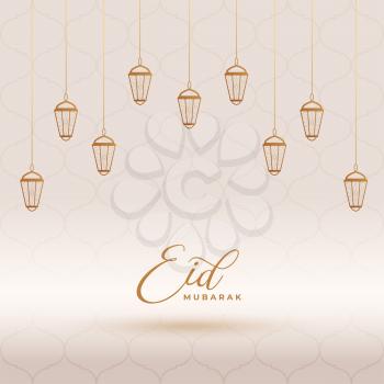 decorative eid mubarak lanterns card design