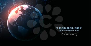 digital technology earth network lines background