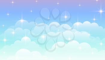 dreamy magical clouds background with stars
