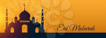 eid mubarak festival mosque beautiful wishes banner