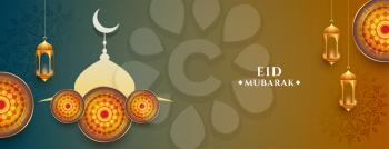 eid mubarak islamic decorative banner design