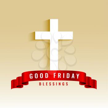 good friday background with cross and ribbon