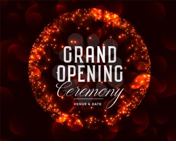 grand opening ceremony celebration template design with sparkles